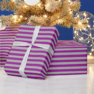 Lila und Grau Vintage dünne Streifen Geschenkpapier