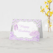 Lila und grau Zickzack Ballerina Karte (Gelbe Blume)