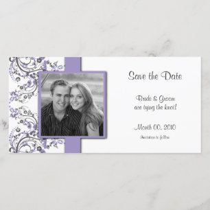 Lila und graublütige Save the Date Foto Cards