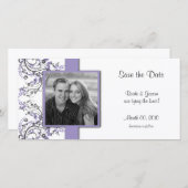 Lila und graublütige Save the Date Foto Cards (Vorne/Hinten)