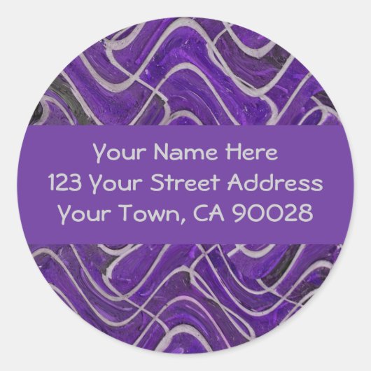 lila und graue Adressetiketten Runder Aufkleber (Vorderseite)