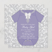 Lila und graue Babydusche Einladung (Vorne/Hinten)