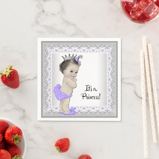 Lila und graue Babydusche Serviette (Beispiel)