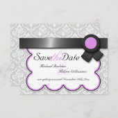 Lila und graue Beschädigung Speichern Sie die Ankü Einladung (Vorne/Hinten)