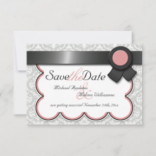Lila- und Graue Damast-Hochzeitsankündigungen Einladung