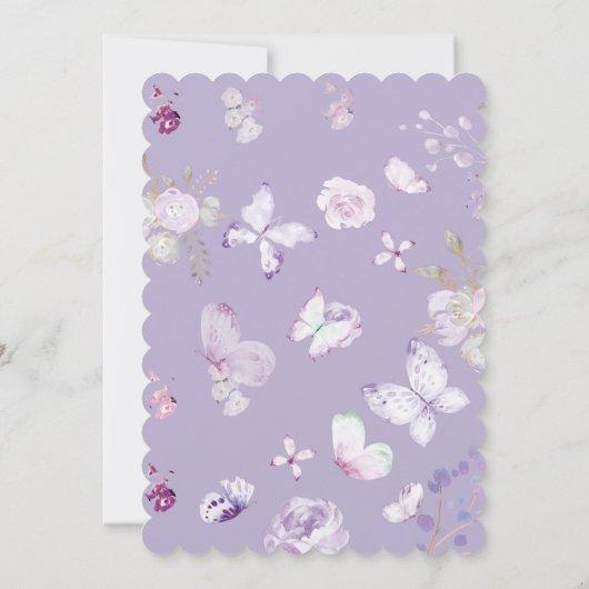 Lila und graue Elephant Baby Dusche Dekoration Einladung (Rückseite)