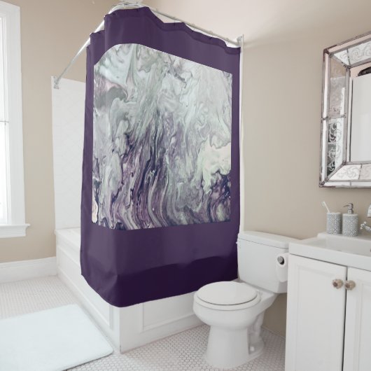 Lila und graue Flüssigkeits-Swirl-Malerei Duschvorhang (Beispiel)