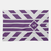 Lila und graue geometrische Küchentücher, Monogram Geschirrtuch (Horizontal)