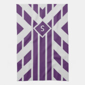 Lila und graue geometrische Küchentücher, Monogram Geschirrtuch (Vertikal)