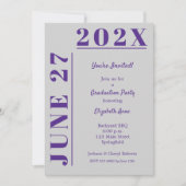 Lila und graue Graduierungspartei Einladung (Vorderseite)