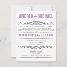 Lila und graue Hochzeitsempfehlung NUR Einladungen