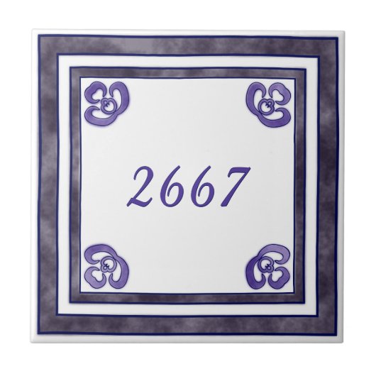 Lila und graue kleine Hausnummer Fliese (Vorderseite)