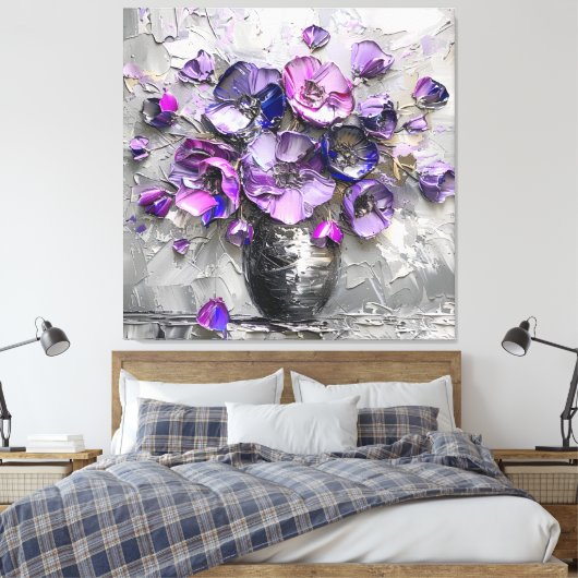 Lila und graue Kunstdrucke Leinwanddruck (Insitu (Schlafzimmer))