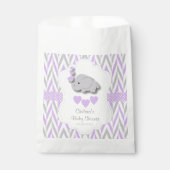 Lila und graue Niedliche Elephant Babydusche Geschenktütchen (Vorderseite)
