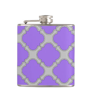 Lila und graue Quatrefolie Flachmann