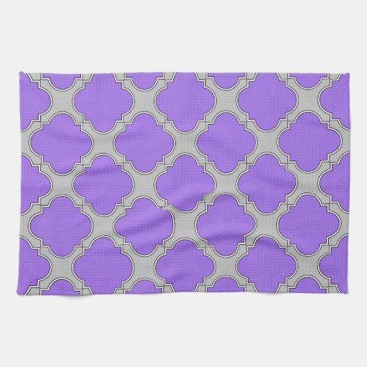 Lila und graue Quatrefolie Geschirrtuch (Horizontal)