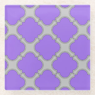 Lila und graue Quatrefolie Glasuntersetzer