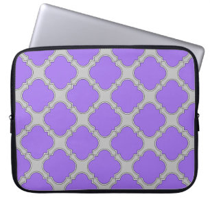 Lila und graue Quatrefolie Laptopschutzhülle