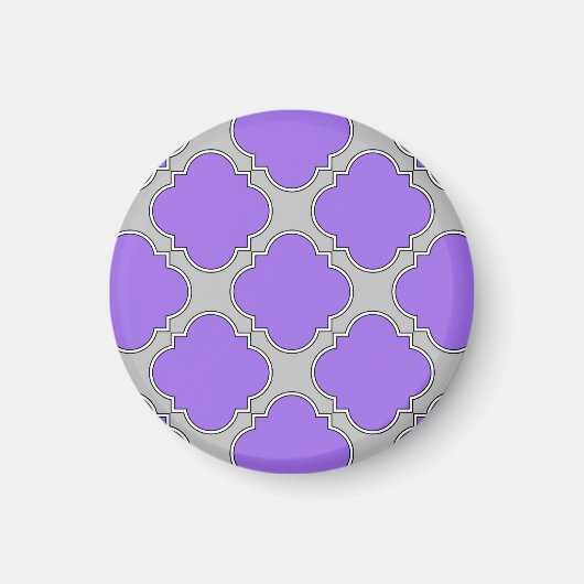 Lila und graue Quatrefolie Magnet (Vorne)