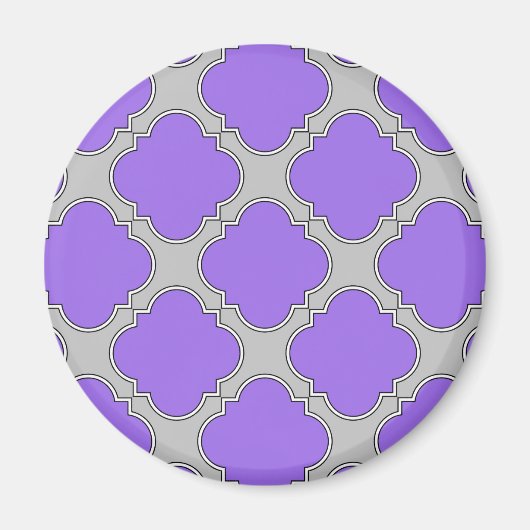 Lila und graue Quatrefolie Magnet (Vorne)