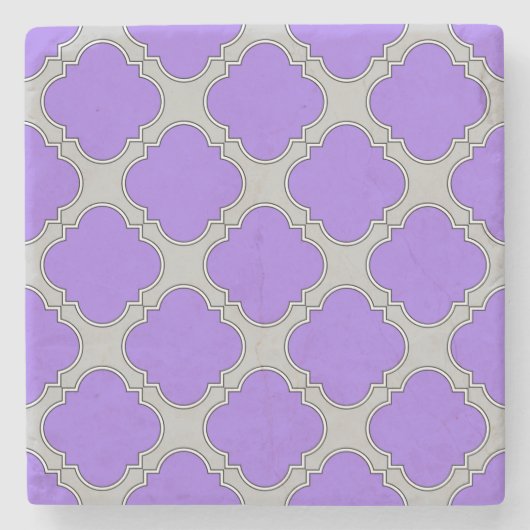 Lila und graue Quatrefolie Steinuntersetzer (Vorderseite)