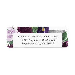 Lila und graue Silver Watercolor Peony Hochzeit im