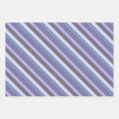 Lila und graue Streifen auf Wasserfarbpapier Geschenkpapier Set (Vorderseite 3)