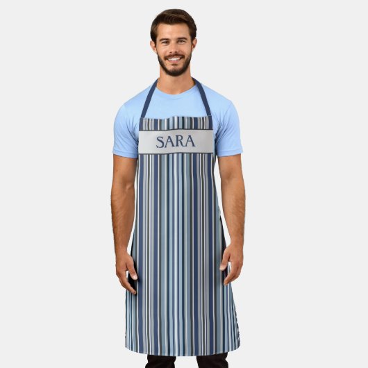 Lila und graue Streifen Schürze (Getragen)