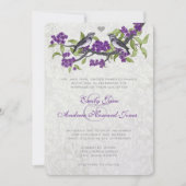 Lila und graue Vintage Liebesgeburten Einladung (Vorderseite)