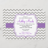 Lila und graue Zickzack Einladung (Vorne/Hinten)