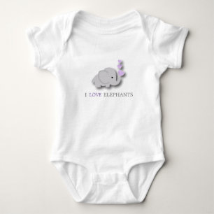 Lila und grauer Babyelephant Baby Strampler