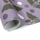 Lila und grauer Cartoon Fledermäuse Polka Dots Hal Geschenkpapier (Rolleneckpunkt)