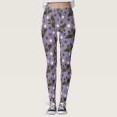 Lila und grauer Cartoon Fledermäuse Polka Dots Hal Leggings (Vorderseite)