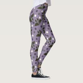 Lila und grauer Cartoon Fledermäuse Polka Dots Hal Leggings