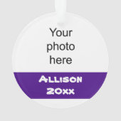 Lila und grauer Cheerleader Foto Ornament (Rückseite)