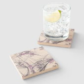 Lila und grauer Fraktal Square Untersetzer (Seitenansicht)