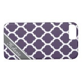 Lila und grauer Lattice-Individuelle Name Case-Mate iPhone Hülle (Rückseite (Horizontal))