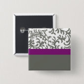 Lila und graues Blumenmuster Button (Vorne & Hinten)