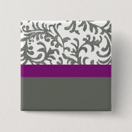 Lila und graues Blumenmuster Button (Vorderseite)