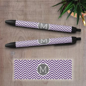 Lila und graues Zickzack Muster mit Monogramm Kugelschreiber
