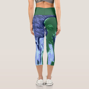 Lila und grün Abstrakt Capri Leggings