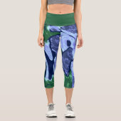 Lila und grün Abstrakt Capri Leggings (Vorderseite)