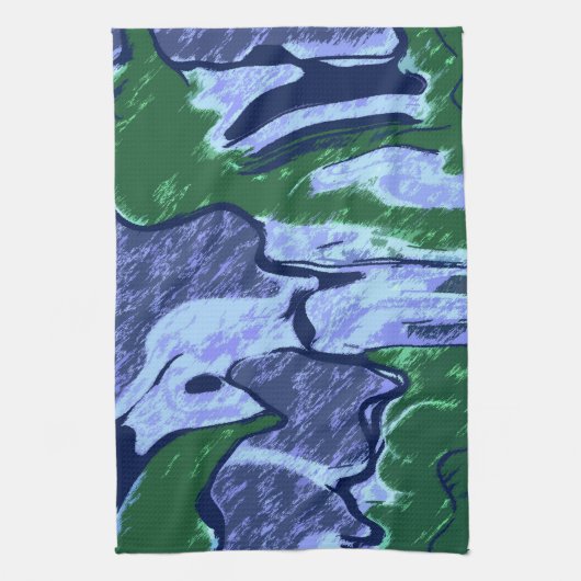 Lila und grün Abstrakt Geschirrtuch (Vertikal)