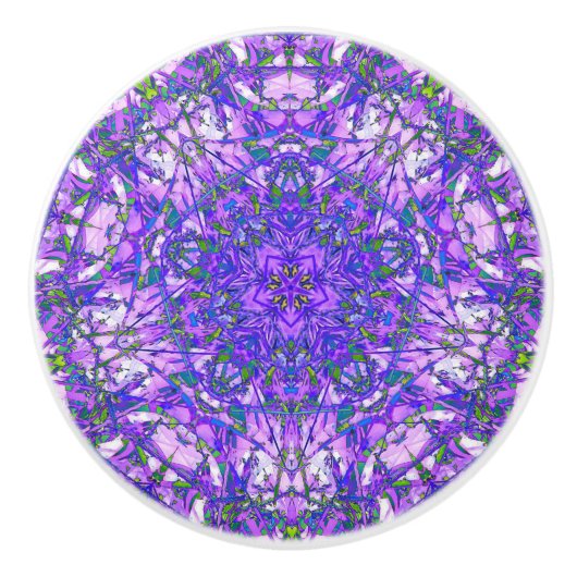 Lila und grün Abstrakt Keramikknauf (Vorderseite)