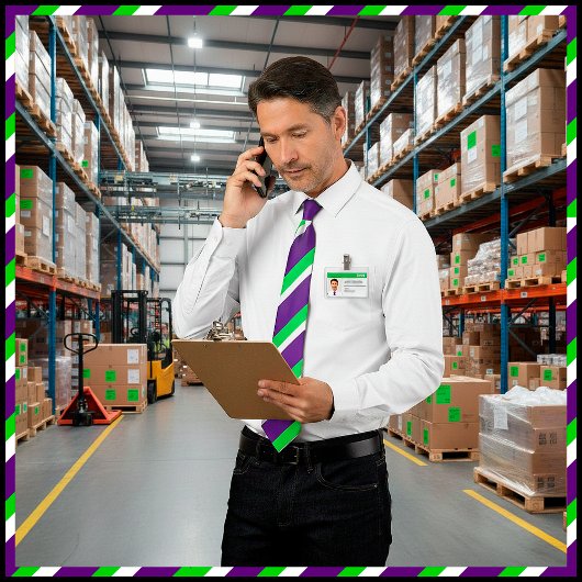 [Lila und grün] Fettstreifen Krawatte