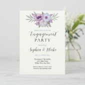 Lila und grün | Green Engagement Party Einladung (Stehend Vorderseite)