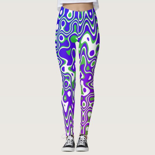 [Lila und grün] Wirbel Op-Art-Leggings Leggings (Vorderseite)