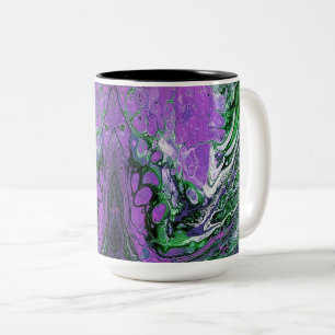 Lila und grüne abstrakte Farbe Zweifarbige Tasse