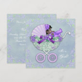 Lila und grüne afrikanische Babydusche Einladung (Vorne/Hinten)