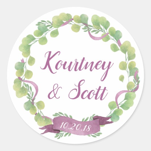 Lila und grüne Aquarellfarben - Aufkleber (Vorderseite)